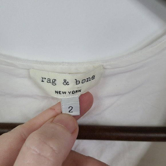 RAG & BONE Augusta Embossed White Dress with Pockets Silk Blend 2 - Picture 3 of 6